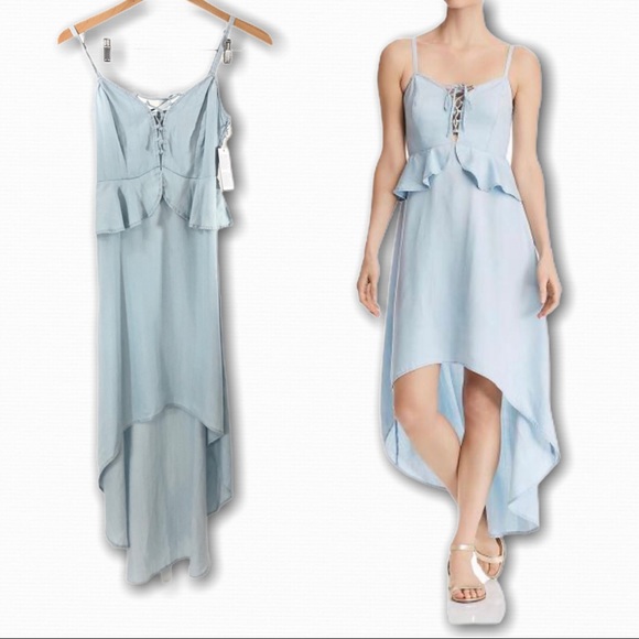 Guess Dresses & Skirts - Guess High Low Chambray Tencel Lace Up Dress XS